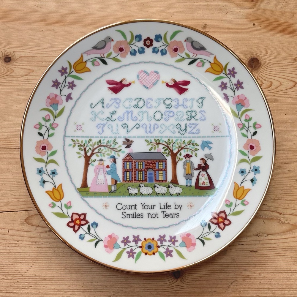 Vintage 1986 Creative Circle Jacobean Count Your Life by Smiles Collector Plate